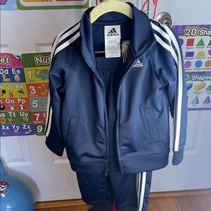 Adidas Dark Blue Tracksuit with White Accents